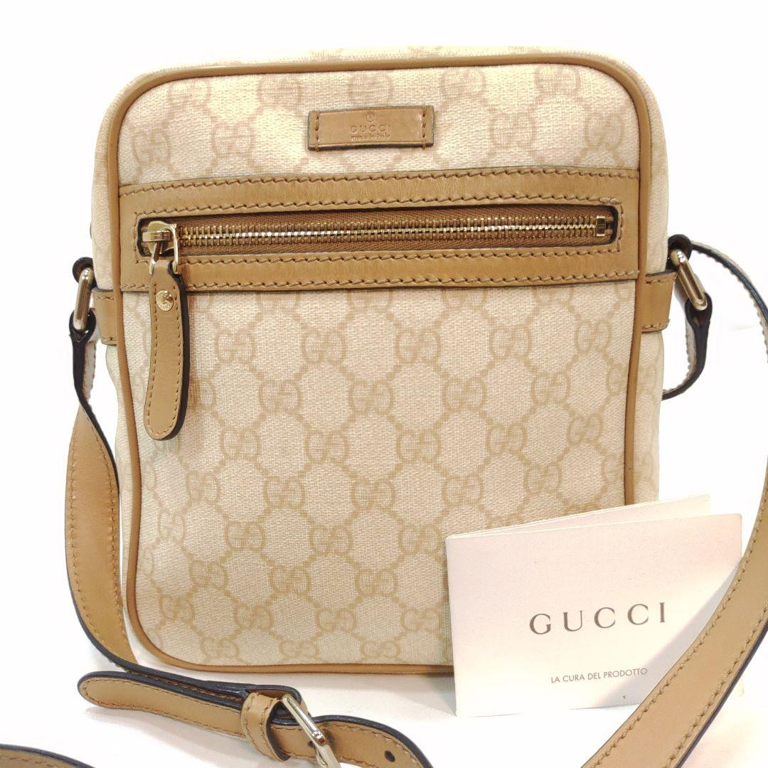 Gucci GG Pattern Leather and PVC White Shoulder Bag 19x22x6.5cm