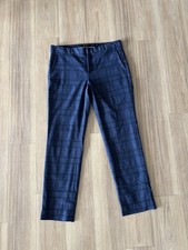 Banana Republic Ryan Dress Pants Blue Plaid Wool Blend Ankle Womens 10 Office