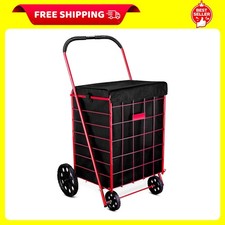 Folding Grocery Basket Cart Shopping Wheel Large Utility Laundry18"X15"X24" BAG 
