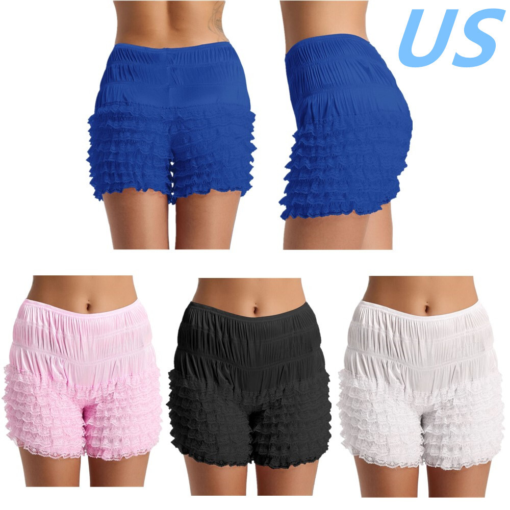 Women Lace Ruffle Panties Pumpkin Frilly Dance Shorts Boxer Underwear