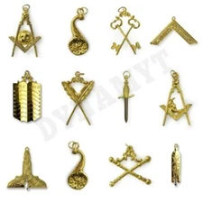 Set of 12 Jewels Masonic Regalia Blue Lodge Officer Collar Jewels gold Plated