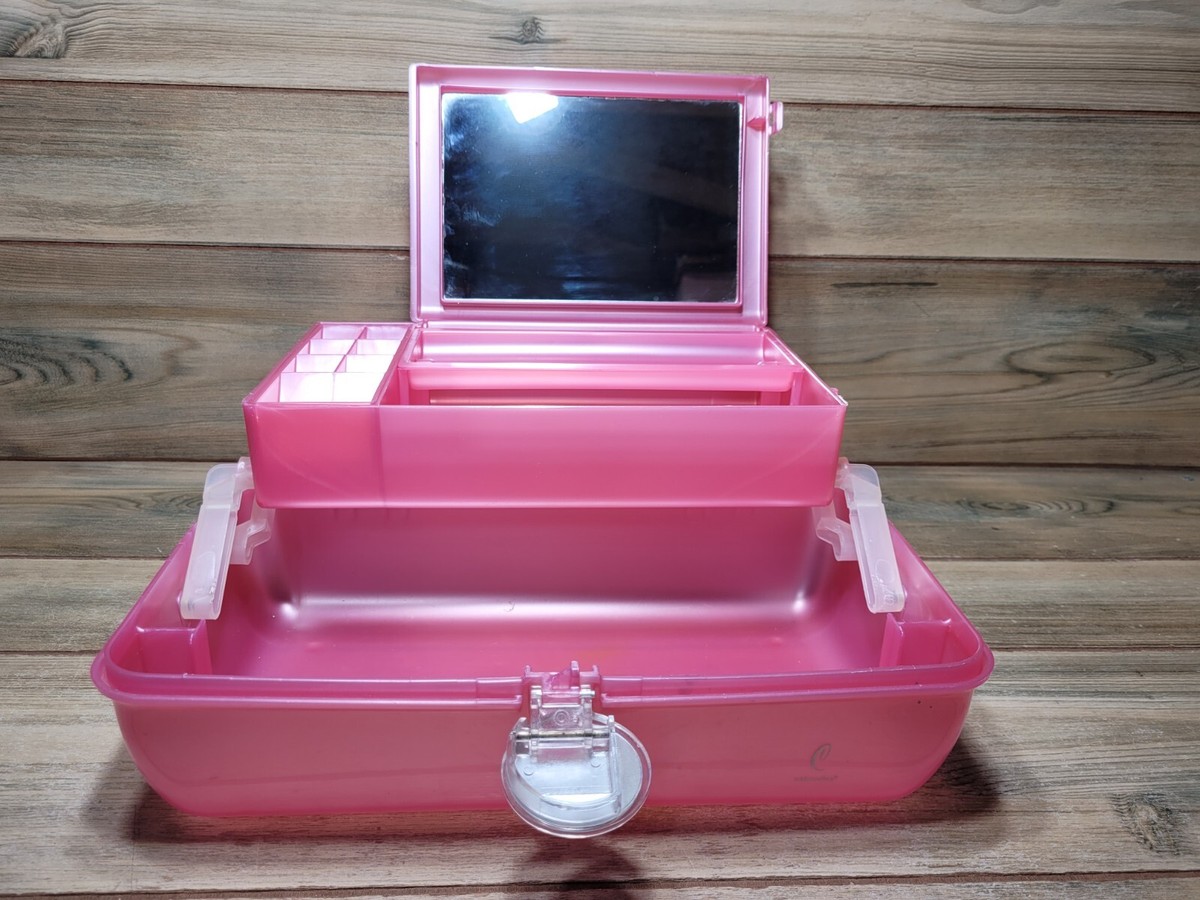 Vintage Caboodles Jellies Pink Makeup Case Organizer 2622 w/ Mirror Insert