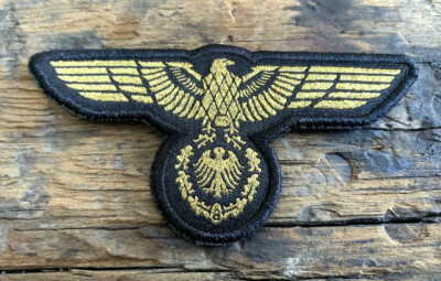 WW2 GERMAN MILITARY EAGLE PATCH GOLD WEHRMACHT 3rd REICH STYLE Aufnäher ...