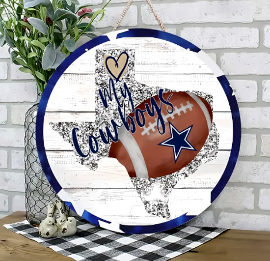 Dallas Cowboys Decor - Round Decorative Sign - Logos - Texas - New 8