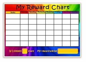 Colourful Rainbow Reward Chart Behaviour Chores Goals Potty Free Pen Stickers Ebay - chores roblox