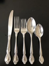 Lyon “Queens Fancy” Stainless Flatware 5 Piece Place Setting Knife Fork Spoon