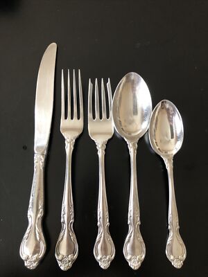 Lyon  Queens Fancy  Stainless Flatware 5 Piece Place Setting Knife Fork Spoon
