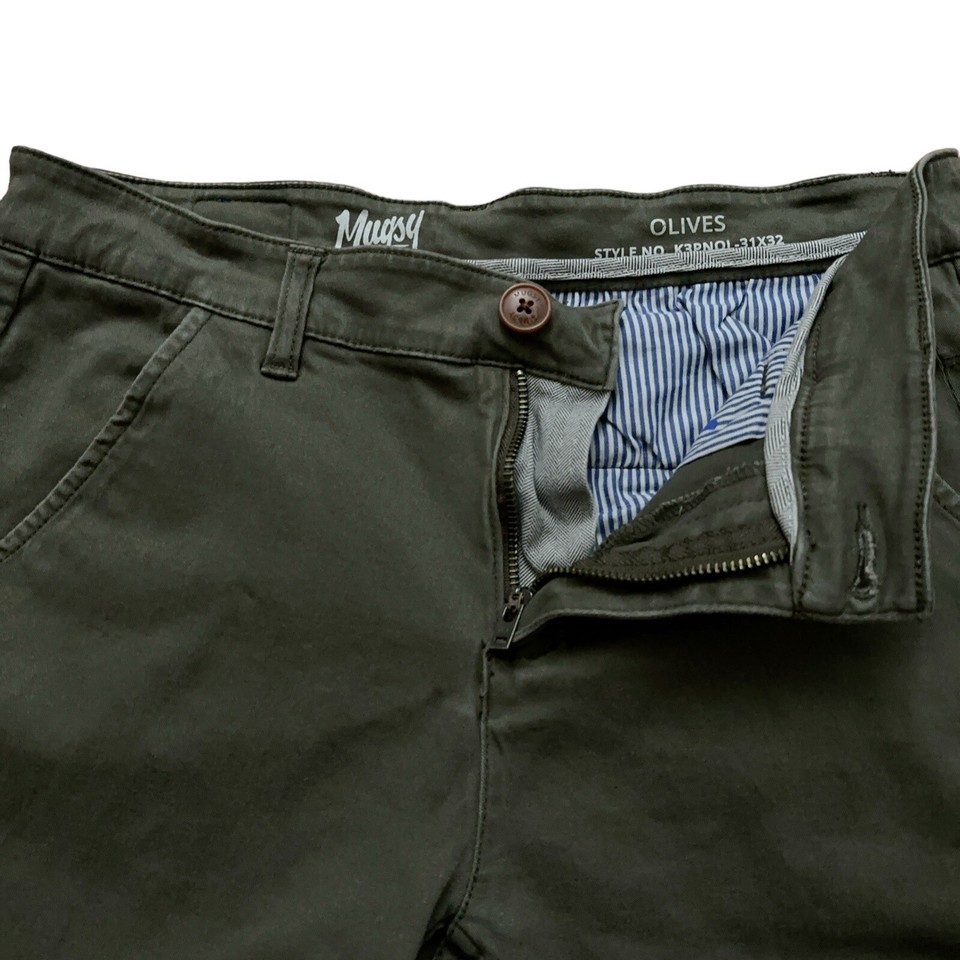 Mugsy Jeans Pants Mens Size 31x32 Chino Stretch Olives Green K3PNOL eBay