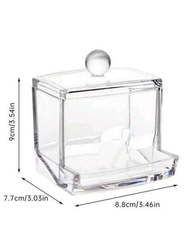 Cotton Bud Holder Storage Organiser Cotton Swab Dispenser Container with Lid - Picture 2 of 3