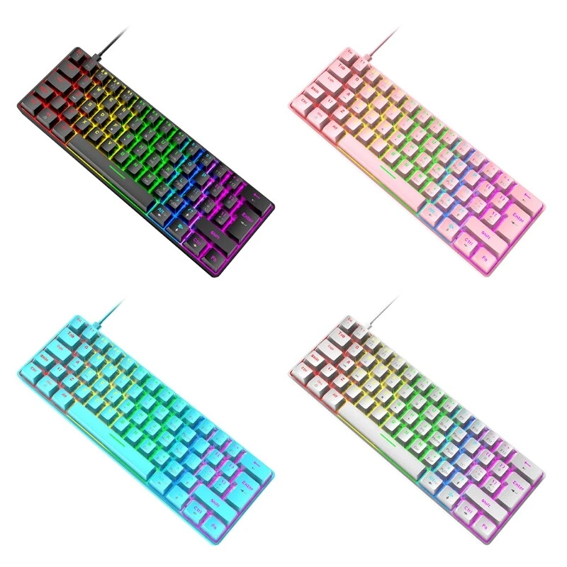 Blue Switch Mechanical Keyboard Wired 62 Keys LED Backlit for for Game