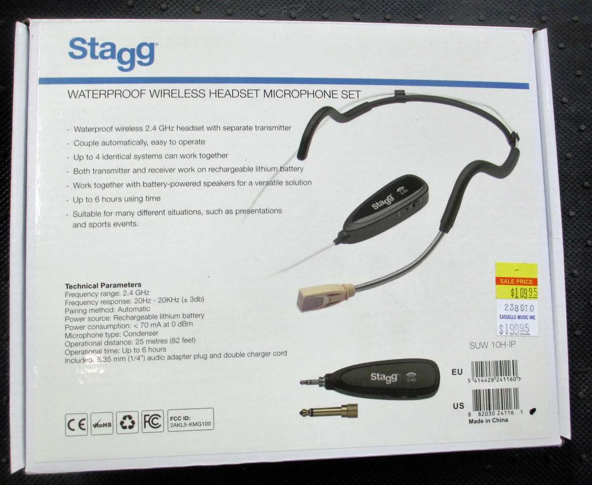 Stagg SUW 10H IP Wireless Headset Waterproof Mic Gym Aerobic Zumba