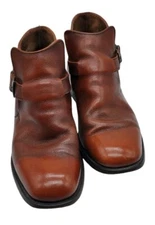 Mason Leather Classic Brown Buckle Strap Mens Leather Chuka Boots Shoes 7D VTG