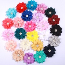 8.5cm Lotus Fabric Flowers for Baby Girls Hair Accessoires Chiffon Flower for He