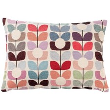 Retro Flower Stem Tapestry Boudoir Cushion. Block-Print Floral Design. 17x12"