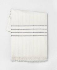 Hearth Hand Cream with Black Stripe Throw Blanket 60" x 70"