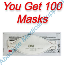 100-Packs 3M Aura NIOSH N95 Particulate Respirator Face Mask White 1870