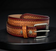 Genuine Leather Western Full Grain Handmade Men's Belt Heavy Duty With Buckle