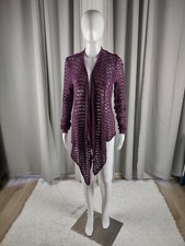 American Eagle Outfitters Women's Purple Long Open Crochet Style Cardigan Size L