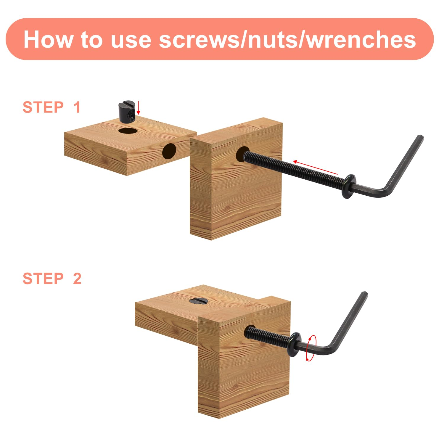 30 Set Crib Screws Hardware Replacement Kit Baby Bed Frame Bolts M6x20