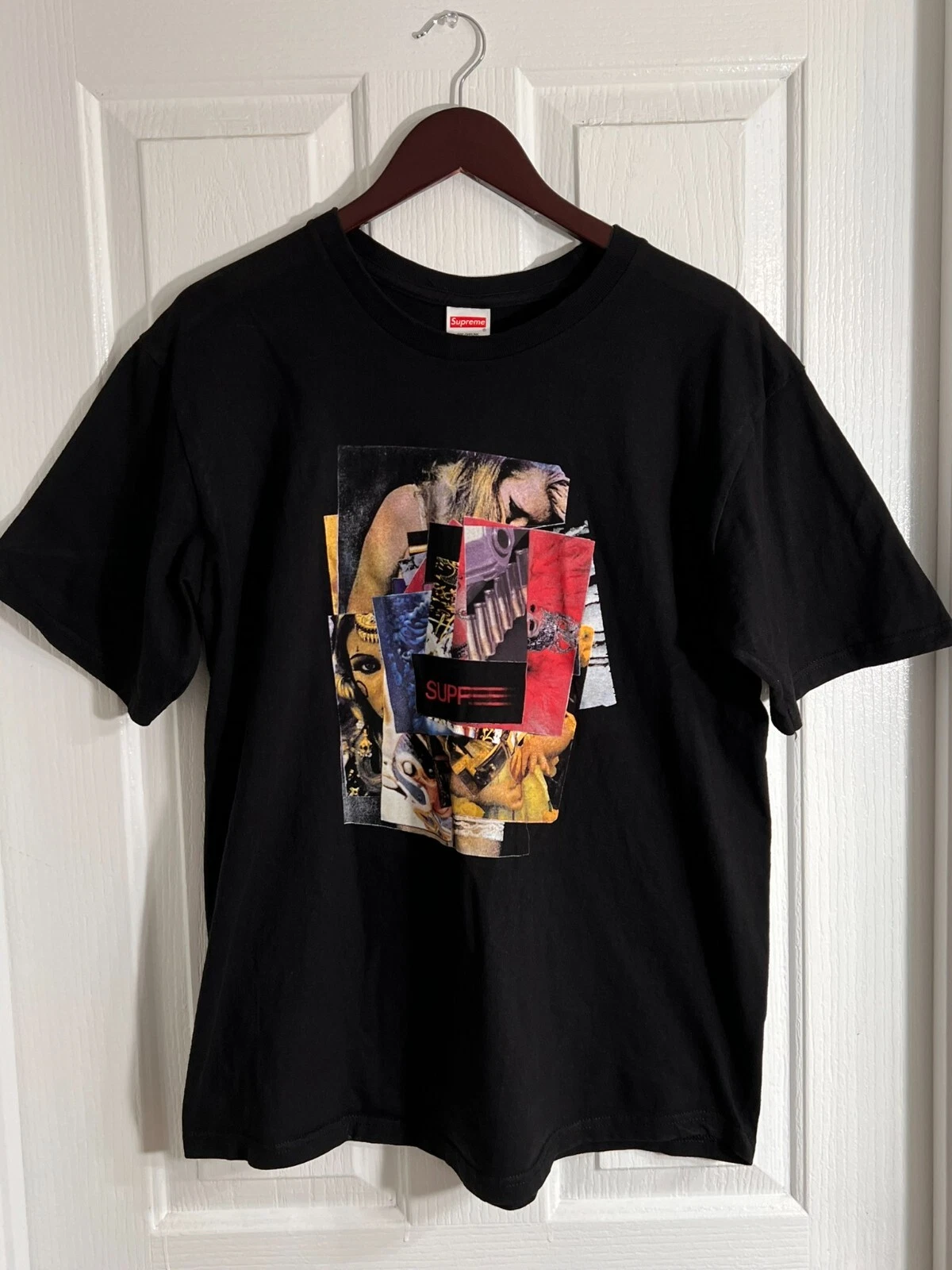 SUPREME Stack Tee shirt manches courtes sexy fille haut graphique noir grand L FW21
