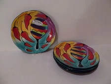 Clay Art (4) Hand painted Ceramic Salad Plate, Maraca, StoneLite Clay Art   (SZ6