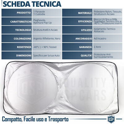 Parasole Per Parabrezza Auto Alfa Romeo Stelvio Quadrifoglio - Pieghevole, Termoisolante, 140x80cm