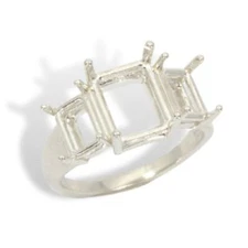 Three Stone Emerald Pre-notched Ring Mounting