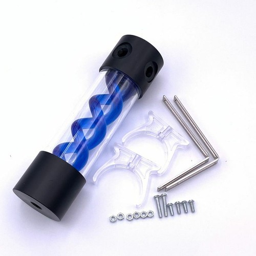 200mm G1/4 Blue Cylinder T-Virus Reservoir Helix Suspension Water Cooling Tank - Picture 8 of 10