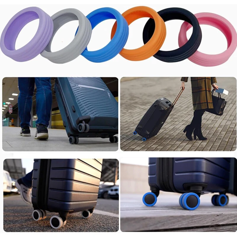 8PCS Set Silicone Suitcase Wheels Protection Cover Travel Luggage Accessories