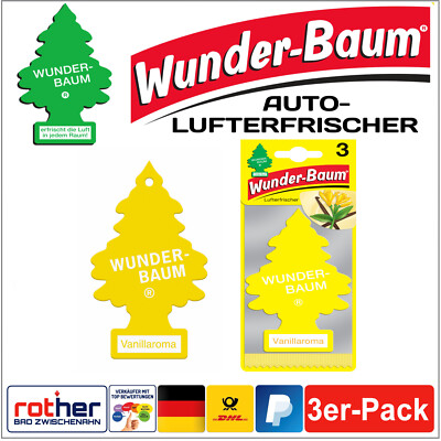 Wunderbaum Auto Lufterfrischer Duftbaum Autoduft Duft Vanillearoma 3er-Karte