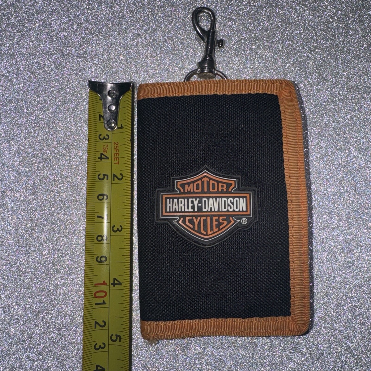 RARE Harley Davidson Orange Black Wallet Hook Loop Retro RARE Harley Davidson Orange Black Wallet Hook Loop Retro