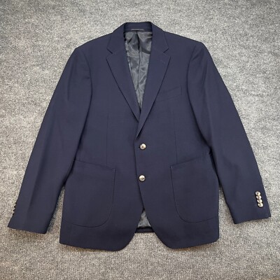 RODD & GUNN Jacket Mens L Sports Fit Navy Sport Coat Suit Blazer Woven in Italy
