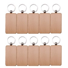 CALCA 20 Pcs DIY Rectangle Blank Wood Keychain Custom Key Tags Personalized Gift