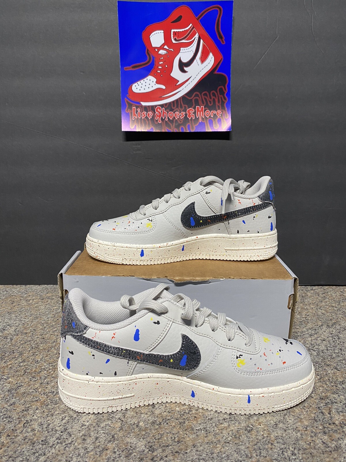 Size 5Y Nike Air Force 1 LV8 GS AF1 3 Paint Splatter Youth Sneakers