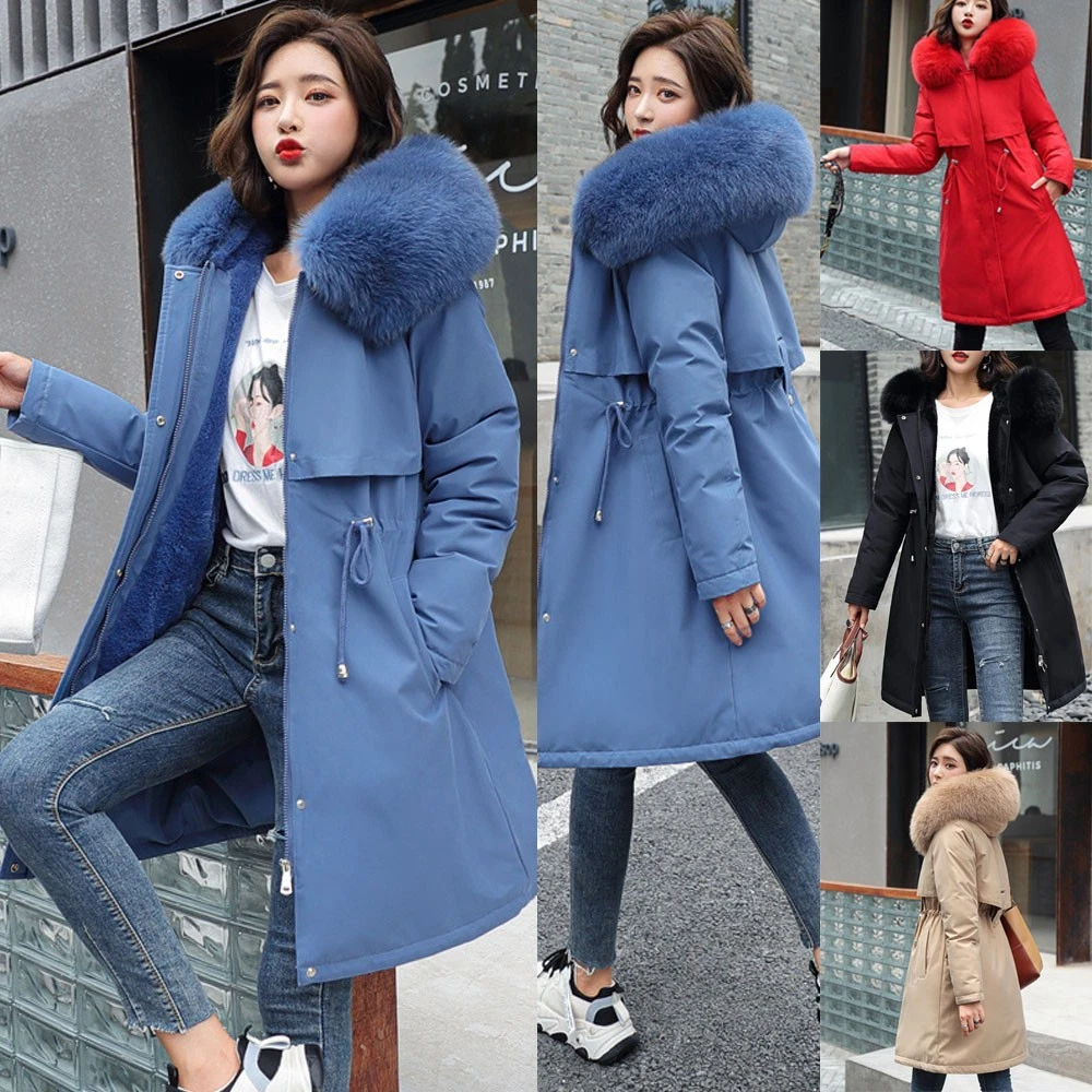 Women's Fleece Lined Parka Hooded Jacket Ladies Winter Warm Long Outwear Coat
Opens in a new window