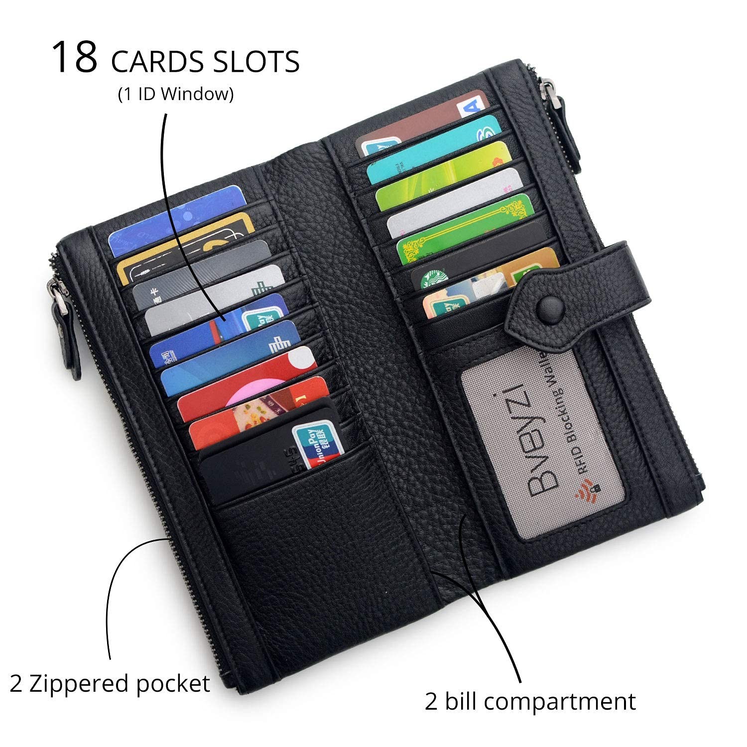 Women Soft Leather RFID Blocking Bifold Slim Wallets Ladies Credit Card Holde...