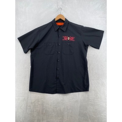 Red Kap Suicide Machines Work Shirt Mens XL Black Graphic Motorcycle Rock n Roll