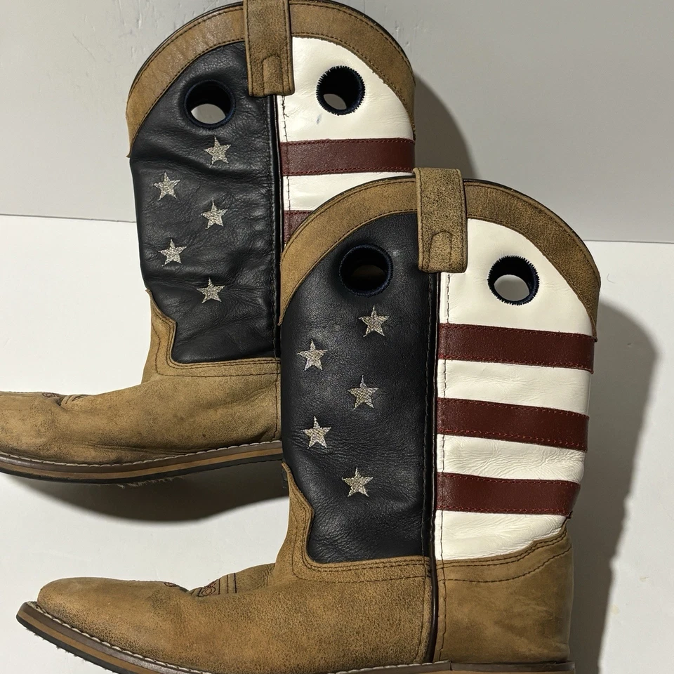 Botas SMOKY MOUNTAIN Mujer Talla 6R Rojo Blanco Azul Vaquera Cuero Estilo Occidental Foto 4 de 4