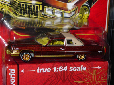 AUTO WORLD 1976 CADILLAC COUPE DeVILLE CUSTOM LOWRIDER CAR -RB Brown, MIJO MIP