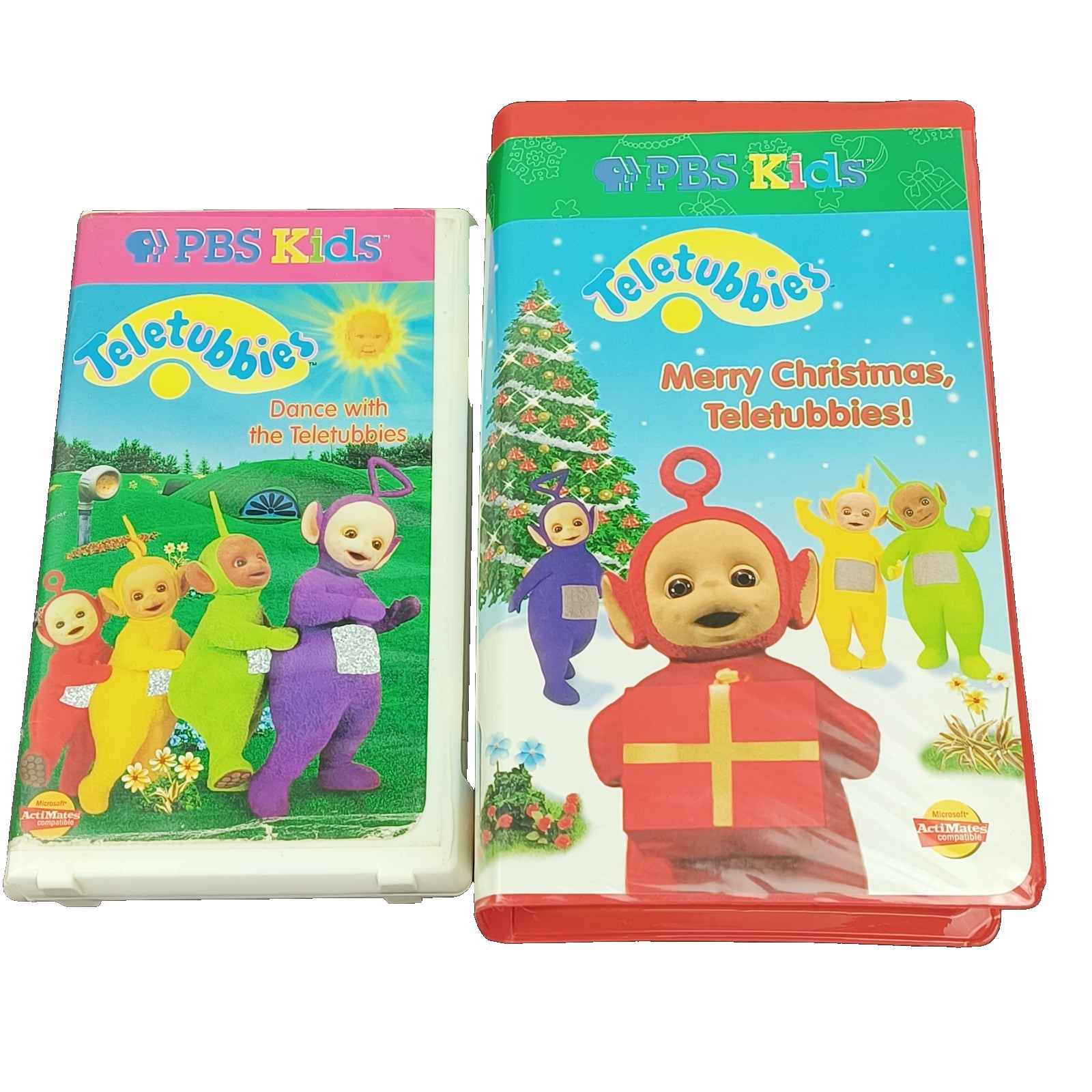 Teletubbies Merry Christmas VHS 2-Tape Set + Dance With Teletubbies PBS Kids