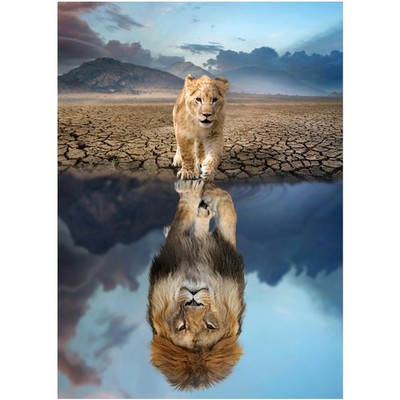 Puzzle 1000 Teile Löwe im Spiegelbild Geschenk Puzzle Erwachsene