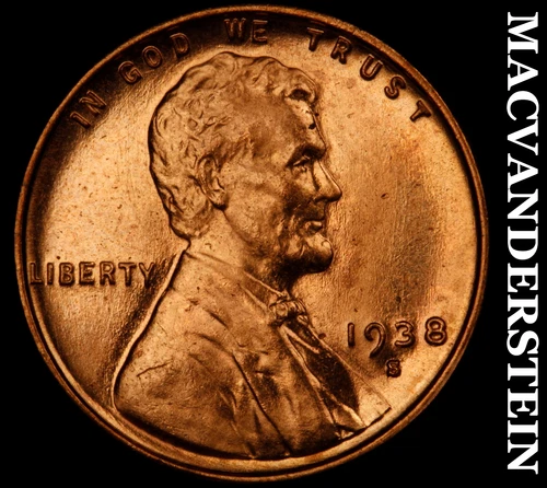 1938-S Lincoln Wheat Cent- Choice Gem Brilliant Uncirculated Luster #J2004