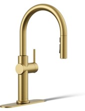 Kohler Crue Gold High Arc Pull-Out Kitchen Faucet Single Handle Modern Brass