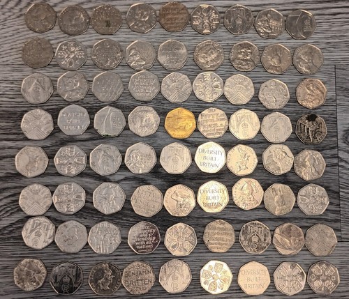 50p Coin Collection Job Lot 63 Circulated Coins - Gold Olympic Aquatics ...