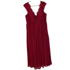 Azazie Women's A 18 Red Back Zip Padded Bodice With A Skirt Slit