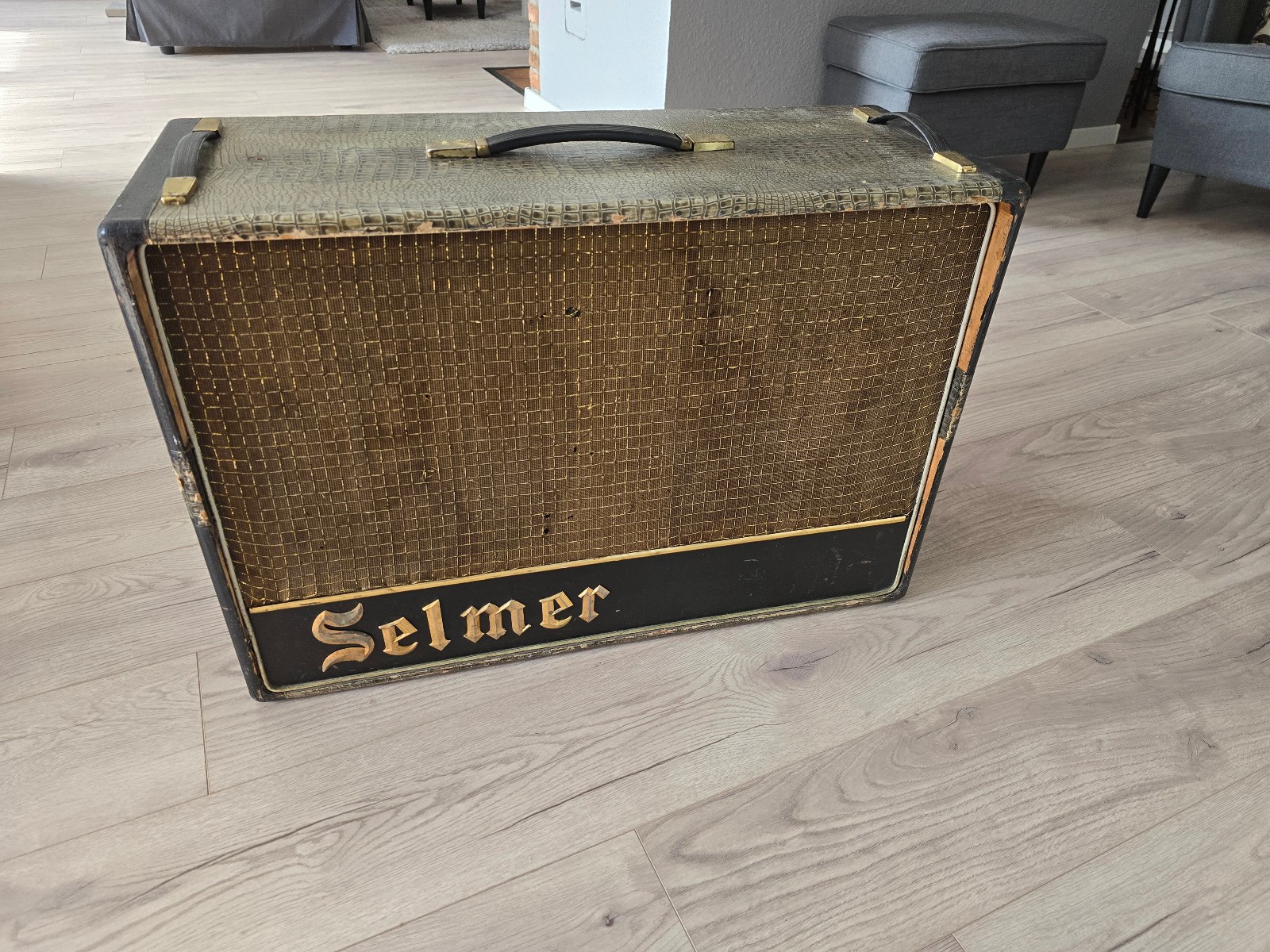 Vintage 1964 Selmer 2×12 Croc Skin Gitarren Box Amplifier Speaker Cabinet