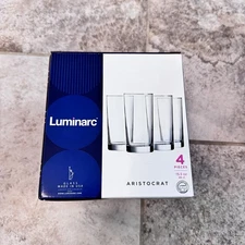 Luminarc Aristocrat Clear Glass 15.5oz Cooler  Drinking Glasses, Set of 4 NWB