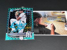 Carlos LaGrange Yankees Signed 2025 1st Bowman Teal Geometric Refractor .