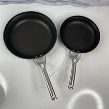 Pair Calphalon #1392 and #1390 12” and 10" Anodized Aluminum Frying Pans Vintage