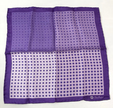 David Donahue Silk Pocket Square Purple Polkadot Hand Rolled Italy